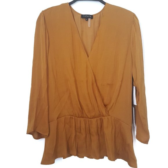 1.State Honey Pot Peplum V-neck Blouse, L - NWT - Picture 4 of 11